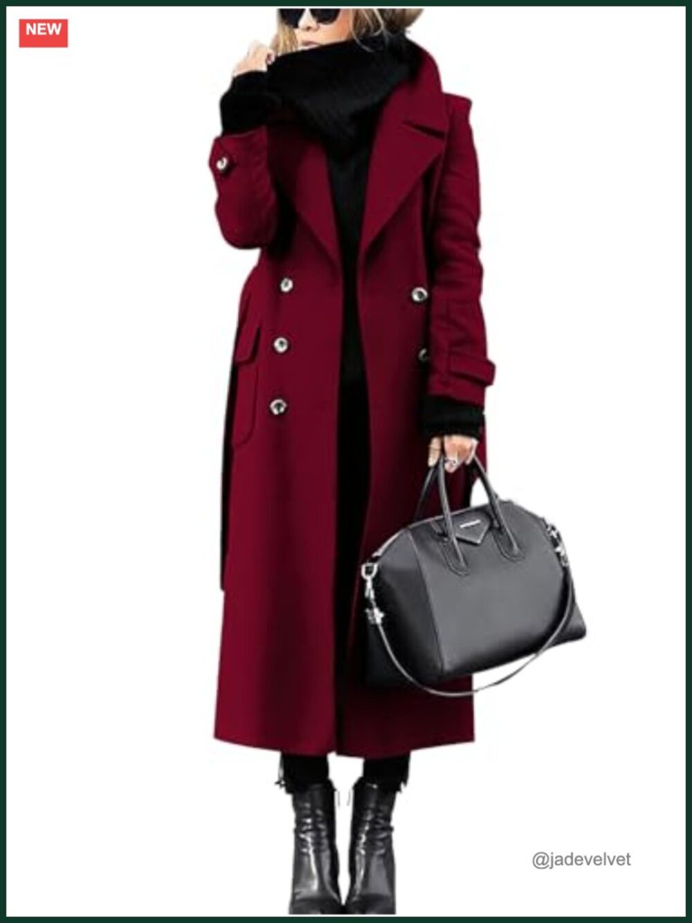 Women's Wool Blend Long Pea Coat Double Breasted Notch Collar Winter Overcoat